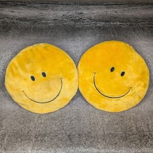 Vintage Yellow Smiley Face Plush Accent Pillows